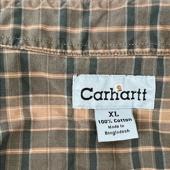 Vintage 90s Carhartt Plaid Long Sleeve Button Up Shirt Size XL - Picture 5 of 13